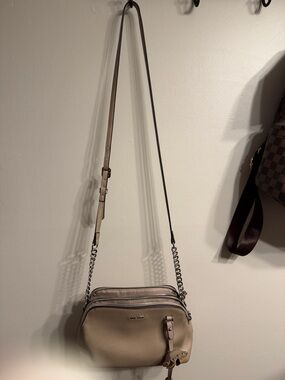 Taupe Crossbody Bag with Chain Strap - Women's Fashion